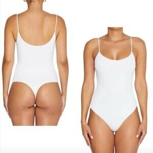 NAKED WARDROBE Got the Scoop Strappy Tank Bodysuit White NWT Large